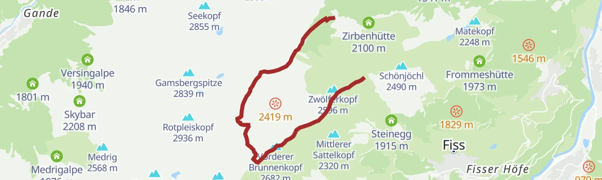 Route map: Fisser Joch über Urgtalweg